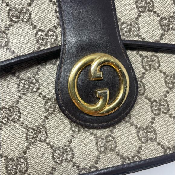 Gucci Vintage GG Monogram Supreme Blondie Top Handle Bag PVC Leather Beige Brown - Picture 8 of 17